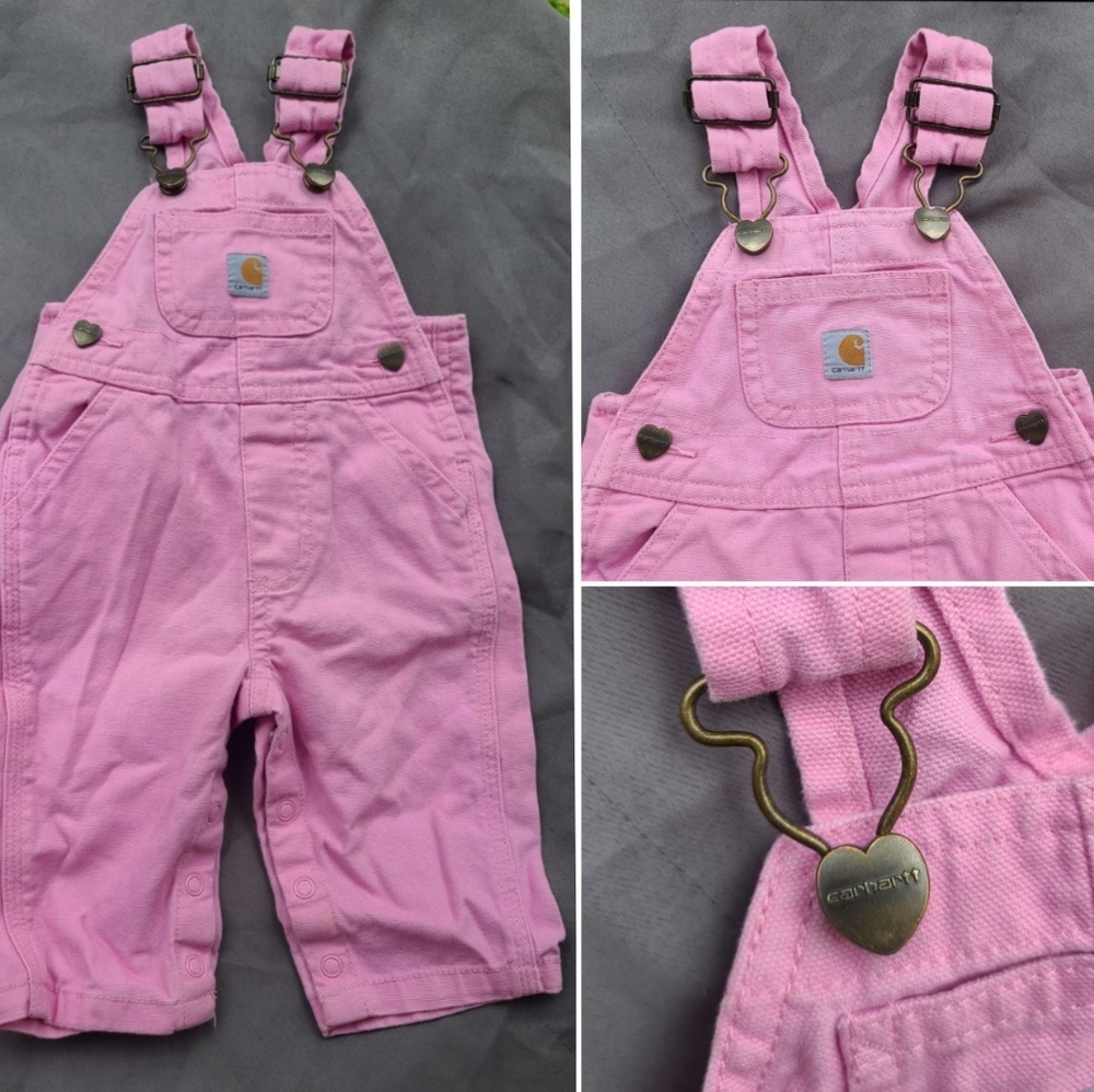 Pink Carhartt Overalls 3 Month Girls
